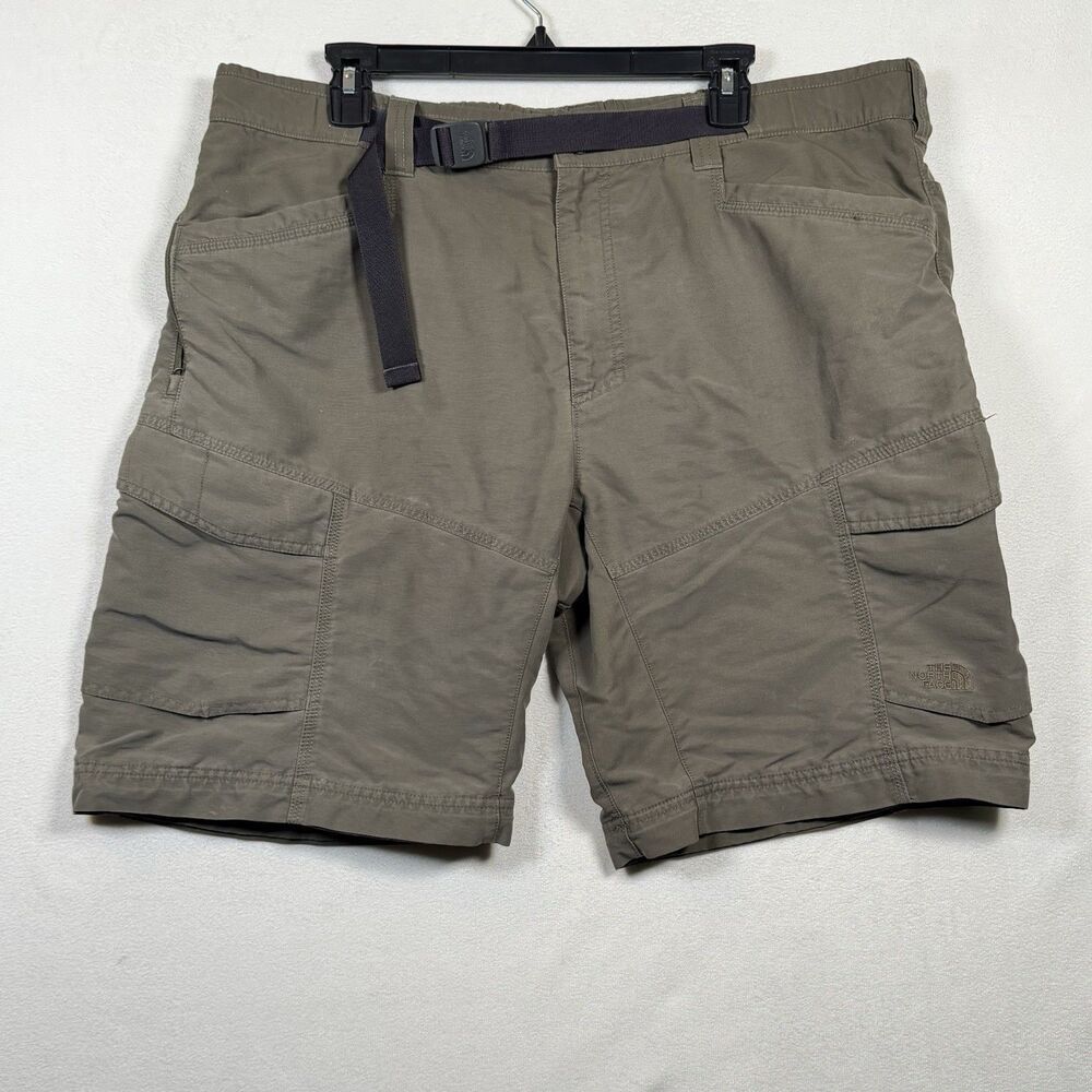 The North Face Cargo Shorts Mens XL Green Outdoor Hiking Belted Utility 10”